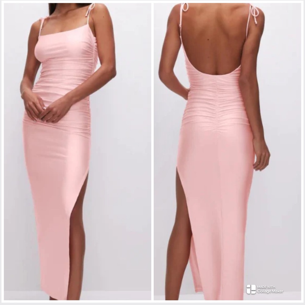 New Good American RUCHED SLIP MAXI DRESS - Jersey dress light pink size 0